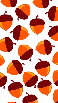 Seamless autumn acorn pattern featuring colorful oak nuts on a clean background