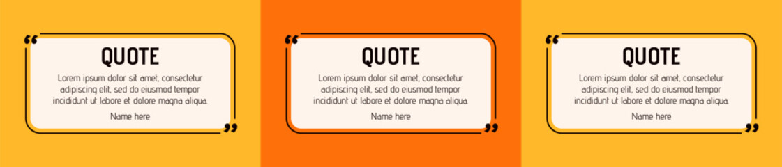 Fototapeta premium Social media yellow and orange testimony layouts.