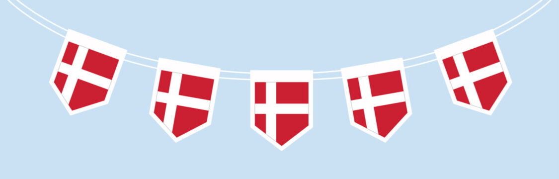Denmark Flag Pennant Garland Bunting Decoration Isolated