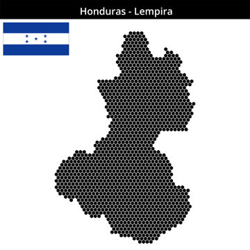 Map of Honduras region Lempira in small hexagonal dots
