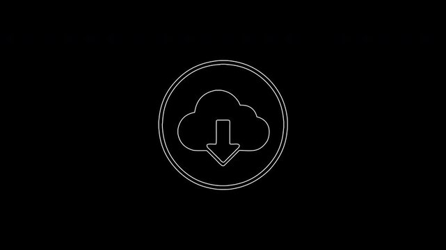 Animated cloud downloading data storage icon drawing