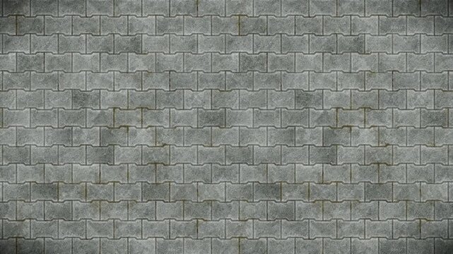 Textured grey interlocking paving stones create a seamless loop pattern.