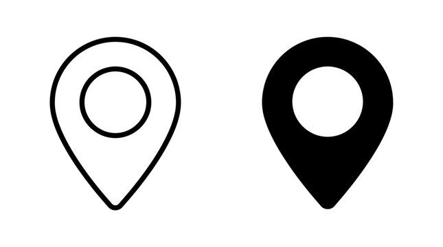 Location Pin Vector Icon Set Outline and Glyph GPS Map Marker Navigation Symbol