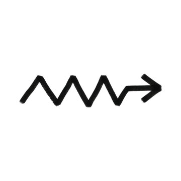 Black zigzag line drawing with an arrow head pointing to the right