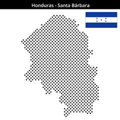 Fototapeta premium Map of Honduras region Santa-Bárbara in medium sized cross shaped dots