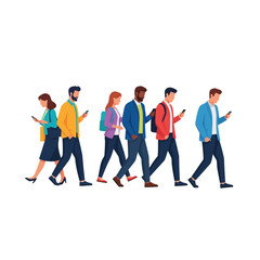 Obraz premium Diverse People Walking and Using Smartphones
