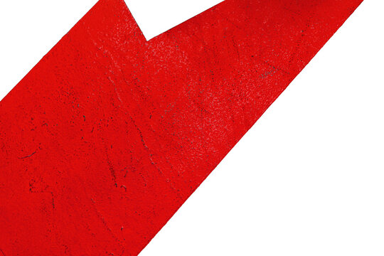 Isolated textured abstract geometric red shape on pure white background, bold industrial design asset