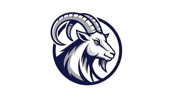 Goat Head Logo Design Illustration.