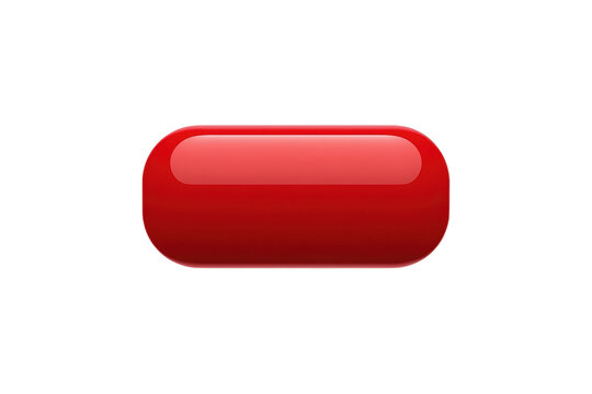 Large red rounded rectangle web button isolated on transparent background