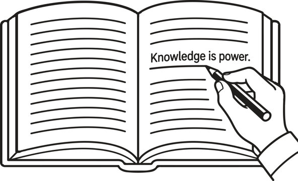 Open Book Note Highlighting Line Art Vector Icon
