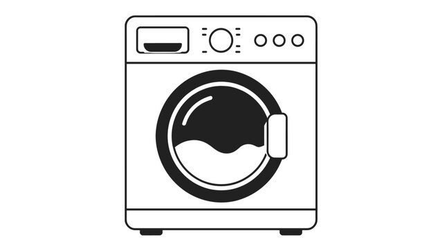 Monochrome washing machine icon in simple outlined vector style