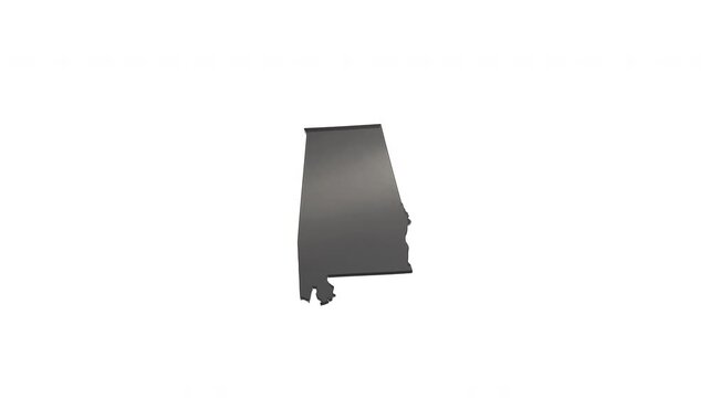 Alabama state map rotating on white background