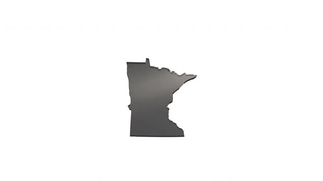 Minnesota state map silhouette with text appearing on white background