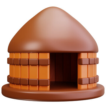 Papuan Traditional Honai House 3D Illustrations