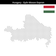 Obraz premium Map of Hungary region Győr-Moson-Sopron in small cross shaped dots