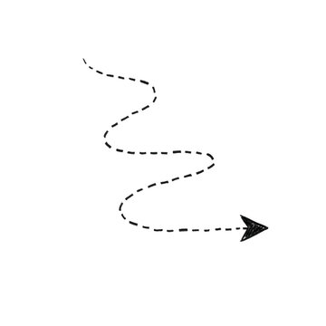 Hand drawn dashed wavy arrow pointing to the right