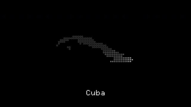 Cuba country map revealing on a digital display screen