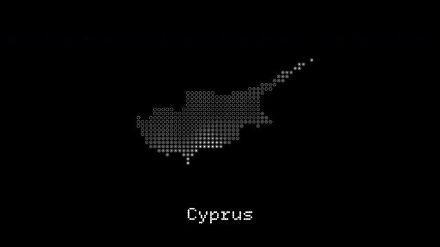 Dotted cyprus country map moving on black background
