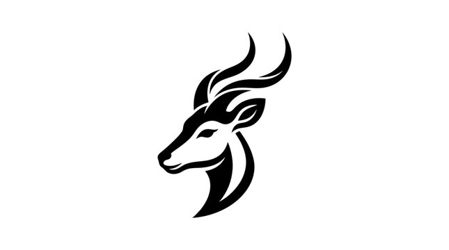 Minimalist black gazelle head profile icon silhouette.