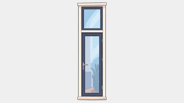 Narrow exterior glass door with transom window illustration
