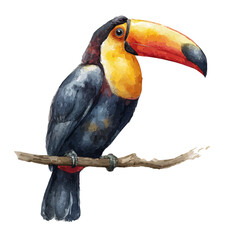 Obraz premium Watercolor drawing of Toucan, on clean white background