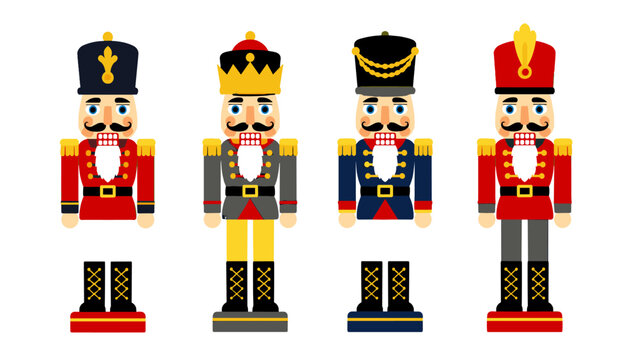 Set of four traditional nutcracker soldier toy figures