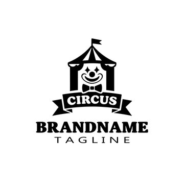 circus logo cartoon icon design template black isolated vector illustration