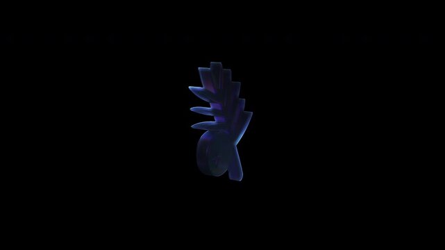 Futuristic juniper berry branch rotating in space