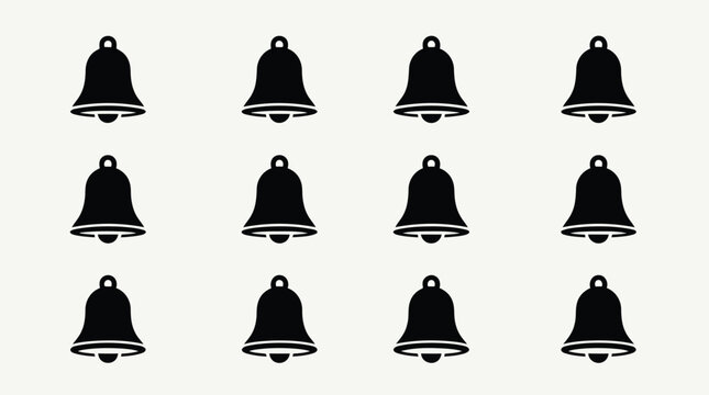 Set of black bell icons, simple vector illustration of bells
