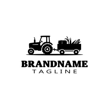 hayride tractor logo cartoon icon design template black isolated vector illustration