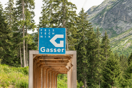 07 July 2026, Handeck, Switzerland. Covered pedestrian safety passage protecting visitors along construction works leading to the Gelmerbahn mountain funicular