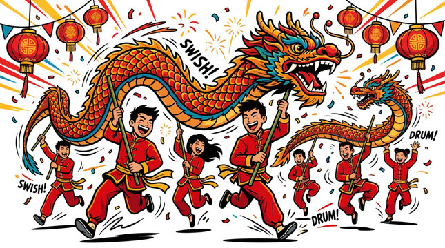Chinese Dragon Dance Festival Celebration Festive Fun