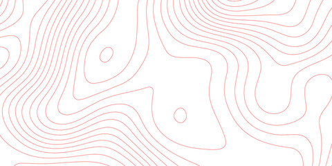 Topographic map line background abstracts red contour lines vector pattern, topographic land elevation geography grid outline mountain relief surface terrain height map design element. © Abu Bokkor Siddique