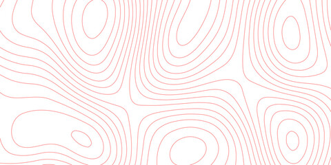 Topographic map line background abstracts red contour lines vector pattern, topographic land elevation geography grid outline mountain relief surface terrain height map design element. © Abu Bokkor Siddique