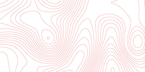 Topographic map line background abstracts red contour lines vector pattern, topographic land elevation geography grid outline mountain relief surface terrain height map design element. © Abu Bokkor Siddique