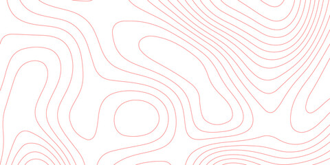 Topographic map line background abstracts red contour lines vector pattern, topographic land elevation geography grid outline mountain relief surface terrain height map design element. © Abu Bokkor Siddique