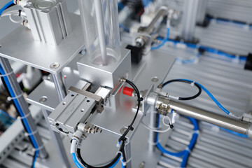 Close-Up of Automated Pneumatic Machinery in Modern Manufacturing