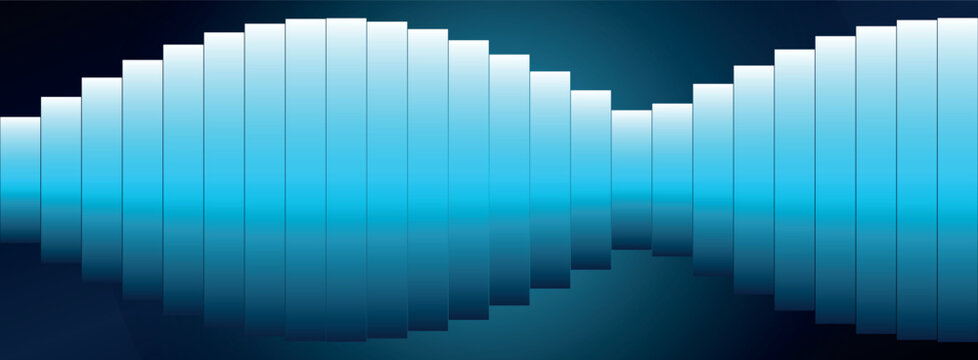 Abstract Blue Soundwave Background with 3D Geometric Wavy Pattern for Digital Media
