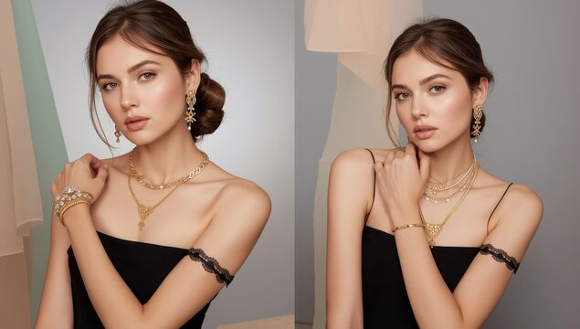 Model showcasing jewelry for e-commerce and social media.