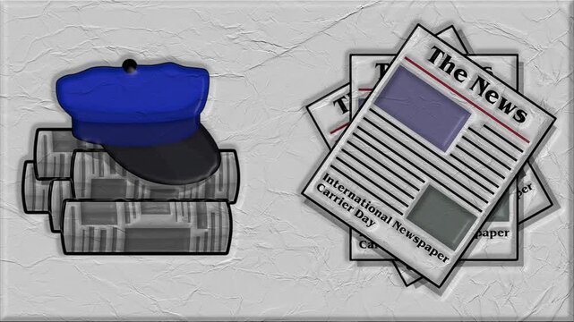 International newspaper carrier day banner concept background with stacked news paper animation