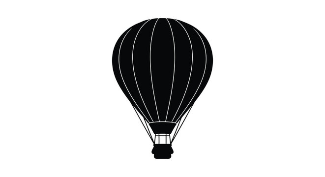 Hot air balloon silhouette against a white background graphic design element