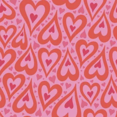 Seamless pattern with pink and red hearts. Vector graphics. © Екатерина Зирина