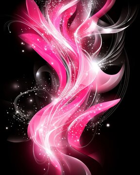 Elegant and Modern Wallpaper Design with Flowing Pink Lines and Glimmering Effects for Digital Art