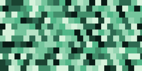 Naklejka premium Green censored pixel abstract background geometric grid square mosaic pattern, seamless texture digital technology camouflage graphic element banner backdrop layout retro gaming style wallpaper.