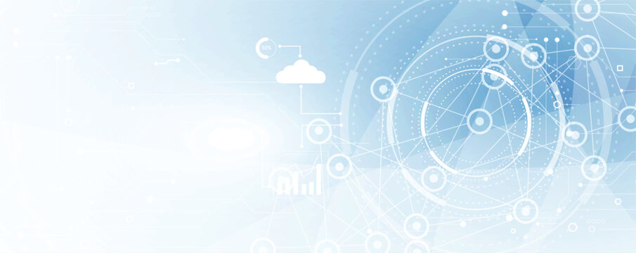 Technology and science banner or header. Connected neural network