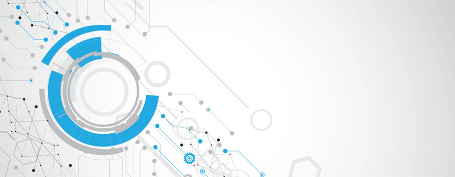 Technology and science banner or header. Connected neural network
