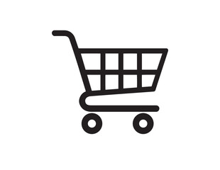 Shopping cart icon black outline on a white background for digital use © CreativeKeya