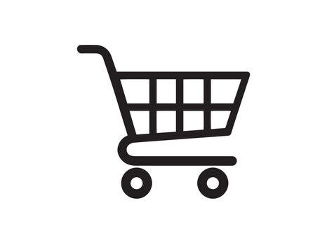 Shopping cart icon black outline on a white background for digital use