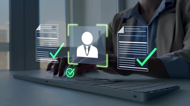 Business interview process with corporate team analyzing job applications, comparing candidates, and selecting qualified professionals for employment opportunities and company growth.	

