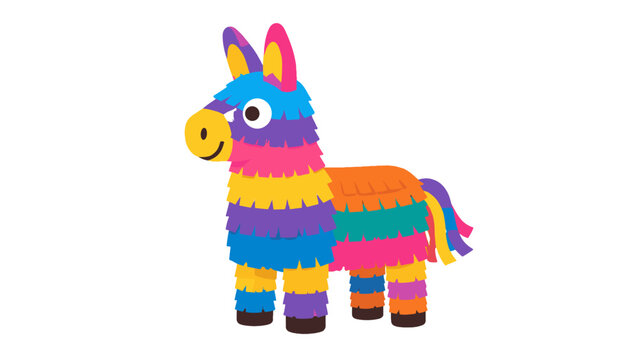 Colorful donkey pinata isolated on white background